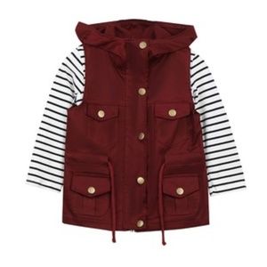 Striped Shirt & Hooded Vest Set